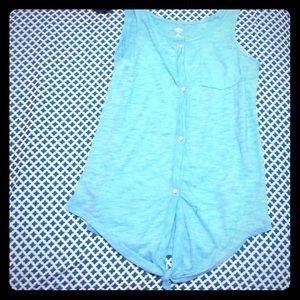 teal tank top, Old Navy, size 10-12 L/G, buttoned